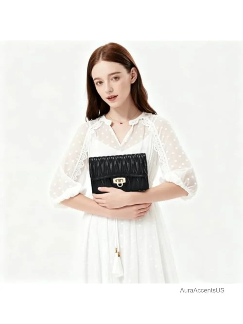 Quilted Leather Crossbody Bag - Compact Convertible Phone Bag for Work & Travel